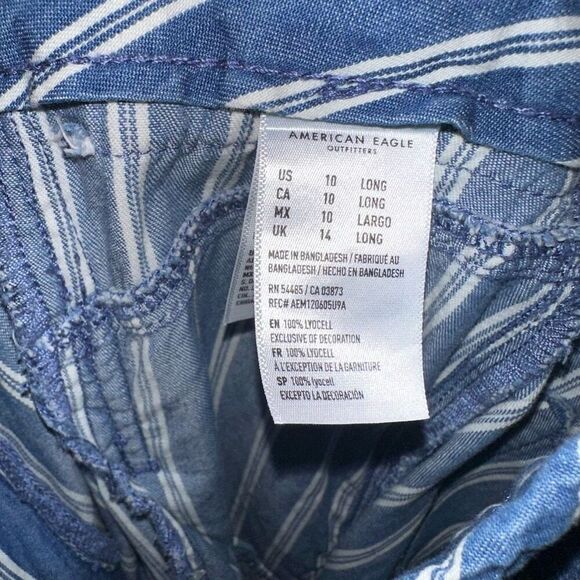 American Eagle Outfitters Blue and White Striped Wide Leg Jeans - Picture 2 of 3